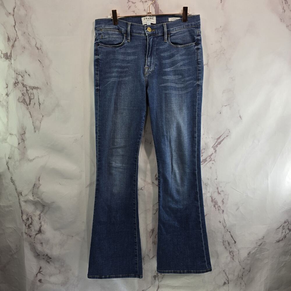 Frame Le High Flare Womens 28 Jeans Denim Columbus Medium High Rise